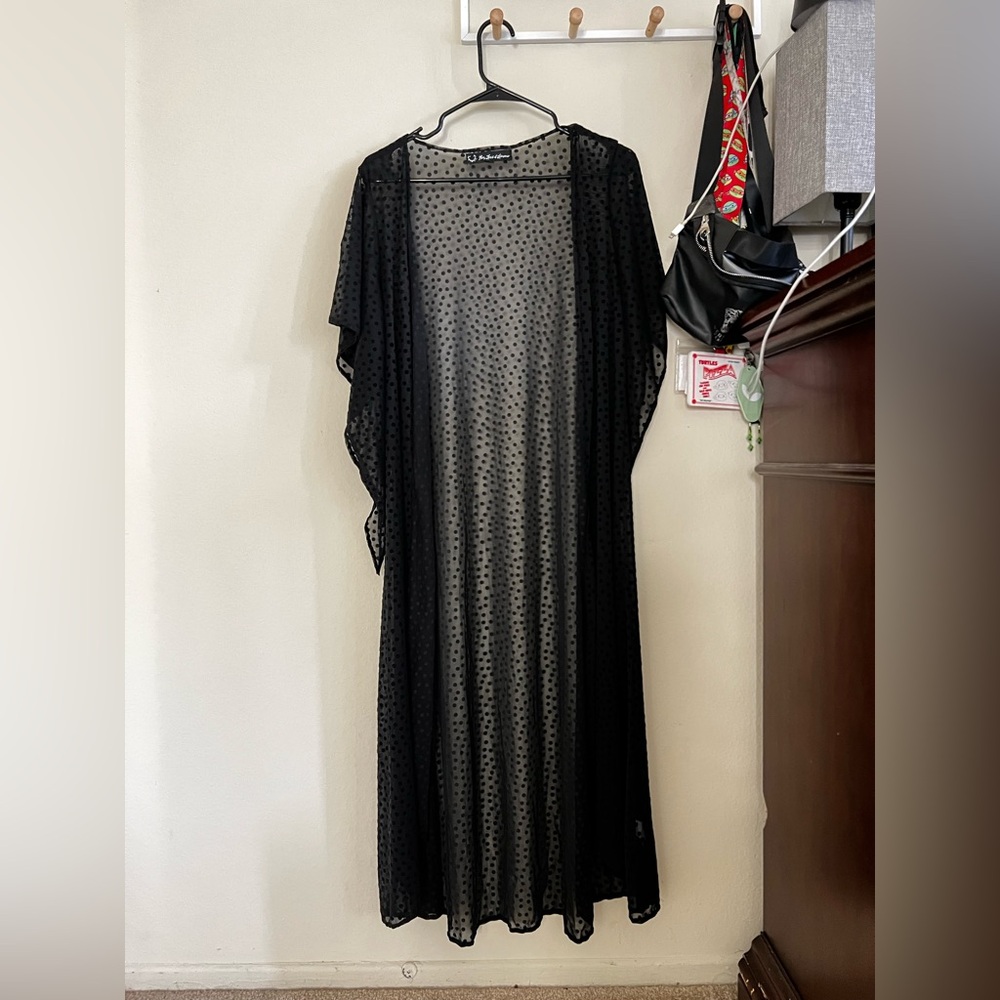 For Love & Lemons, black sheer polka dot, size small